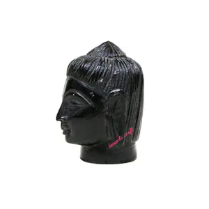 تمثال برأس بوذا صغير منحوت يدويًا بأحجار سوداء