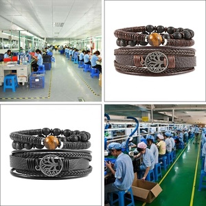 Bracelet en cuir véritable pour homme, Bracelet multicouches, pierre naturelle, perles <span class=keywords><strong>de</strong></span> lave, élastique, offre spéciale - Product Image 3