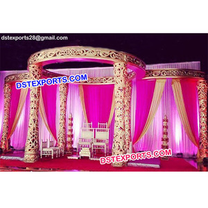Mandap de mariage traditionnel en fibre, portable, pour événements à Perth, Australie, avec chaises et portail d'accueil - Product Image 1