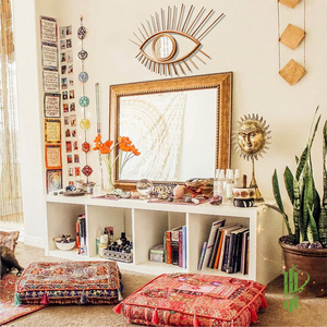 กระจกรูปตาสำหรับแขวนผนัง,สติกเกอร์ตกแต่งผนังรูปไข่กระจกหวายกระจกตกแต่งแบบวินเทจสมัยใหม่ผลิตในเวียดนาม - Product Image 3