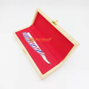 Stylish Plastic handle shaving razor under private label and wooden box packing straight razors/Authenticity Approved