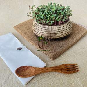 Juego de vajilla de madera de coco ecológico, proveedor sostenible de Vietnam, incluye cuchara/cuchillo/tenedor a bajo precio - Product Image 2