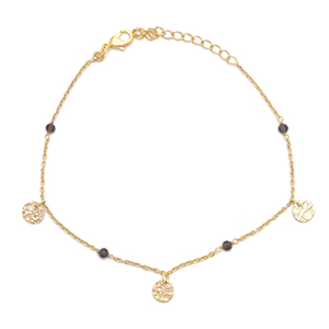 Bijoux fins faits à la main en argent Sterling 925 bracelet à breloques multi-disques meilleure qualité pierre précieuse indienne fumée cadeaux en or jaune massif - Product Image 1