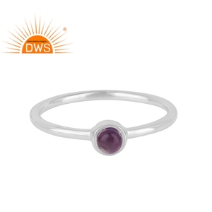 Anillo de plata de ley brillante hecho a mano, joyería de amatista Natural, anillo de piedras preciosas - Product Image 1
