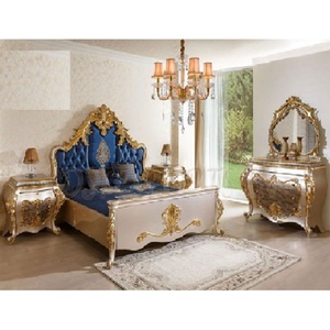 Juego de muebles de dormitorio tallados de madera, Platina plateada de lujo, muebles de dormitorio de madera teca, estilo princesa - Product Image 1