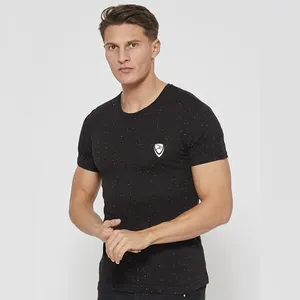 Schwarzes Herren-T-Shirt mit dem Punktsublimations-Design auf dem benutzer definierten Tri Blend US-Größen-T-Shirt