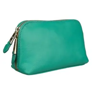 New Genuine Leather Women's Zipper Cosmetic <b>Bag</b> with Zipper Latest 2025 with Multiple Colors - Product Image 1