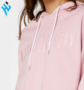 2025 luxe Design rose couleur pull haut court femmes plaine broderie personnalisée Logo durable polaire sweats à capuche - Product Image 5