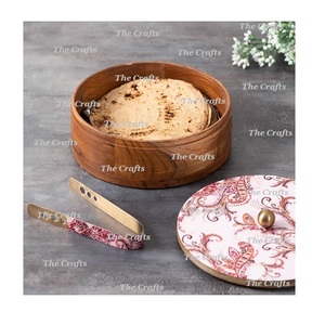 Wooden Roti Box With Designer <b>Lid</b> Premium Quality Round Shape <b>Decorative</b> Chapati Container At Acceptable Prices - Product Image 5