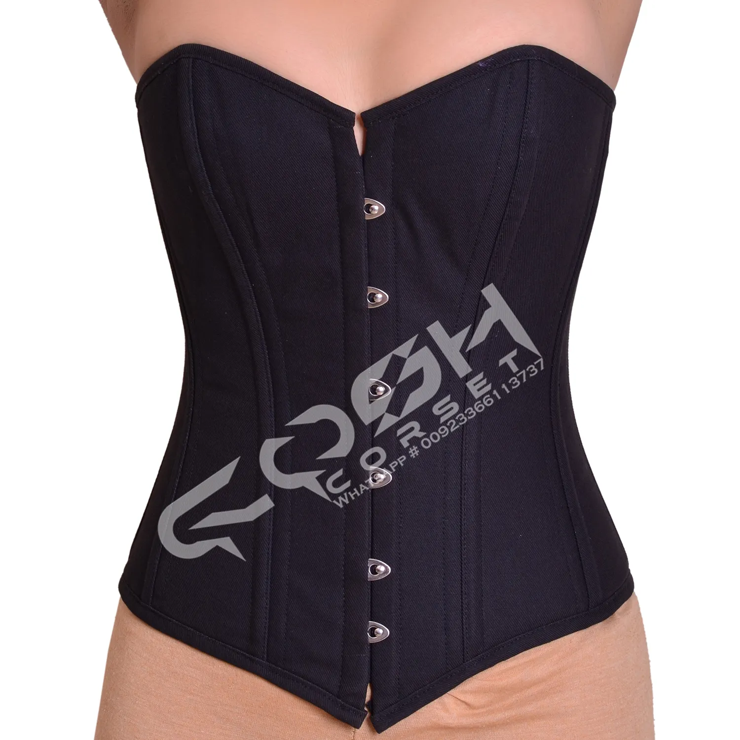 Overbust thép xương đen bông eo đào tạo Corset Chất lượng cao tùy chỉnh thời trang và tập thể dục mặc corset