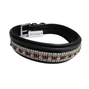 Collier pour chien brillant avec décoration en dentelle, rembourrage en polyester et cuir. - Product Image 6