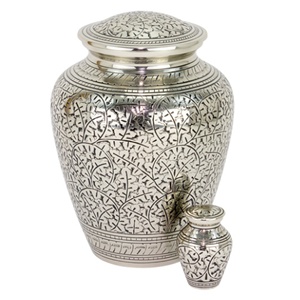 Urnas de cremación de diseño deslumbrante, talla de hoja de roble, urna de cenizas para adultos metálica sólida, urna de recuerdos de metal de primera calidad - Product Image 5