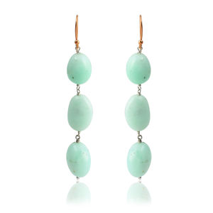 Manufacturer classic simple design rose gold plated <b>earrings</b> 925 sterling <b>silver</b> chrysoprase gemstone <b>dangle</b> drop <b>earring</b> - Product Image 2