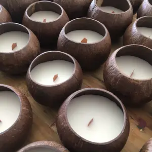 Vietnam Eco - friendly best price coconut candle in coconut shell bowl, coconut scent wax bowl