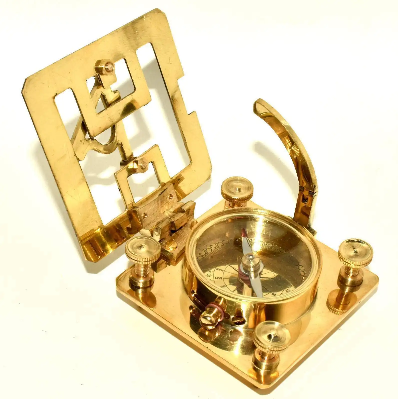 Brass Sundial Compass Marine Working Compass Pocket Style Collectible Decorative Item