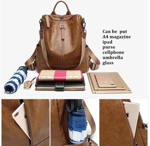 New article <b>backpack</b> 2021 custom made logo genuine leather shoulder <b>backpack</b> for ladies - Product Image 4