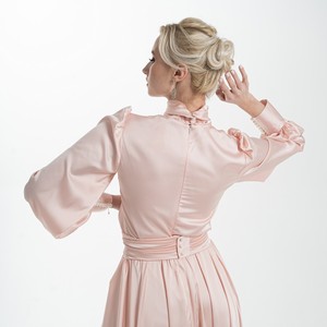Vestido islámico modesto con tocado para mujeres musulmanas, vestido de boda de Color en polvo, ajustado, Abaya - Product Image 4