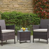 Ensemble de meubles de jardin en rotin PE moderne 3 pièces avec chaises et table pour salle à manger et cuisine, pour usage intérieur/extérieur