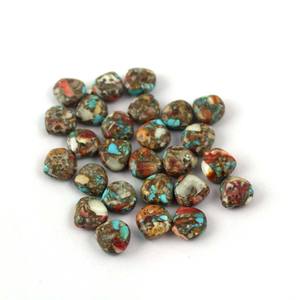 หินเทอร์ควอยซ์ คริสตัลบําบัด สีดําโมแฮบ ทองแดง หอยนางรมผสมรูปร่าง พลอยหลวมคาโบชอง - Product Image 3