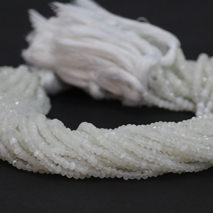 Cuentas de piedras preciosas Rondelle facetadas de piedra lunar blanca AAA Natural de 3mm y 4mm, compre ahora de Fabricante Mayorista Regular en línea - Product Image 1