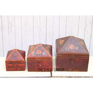 Handpainted Wooden <b>Box</b> Unique Design Handmade Wooden <b>Box</b> in <b>Red</b> Color Wooden <b>Box</b> for Gift - Product Image 2