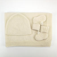 Conjunto de regalo de Cachemira de punto para bebé recién nacido, gorro de Cachemira para bebé, botines, calcetines, manta, conjunto de 3 piezas