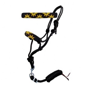 Top Trending Black Nylon Hand Beaded Sunflower Design Rope <b>Halter</b> With Removable Matching Lead Wholesale Manufacturer - Product Image 1