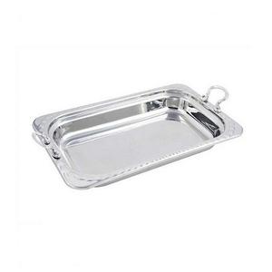 Plateau de service alimentaire en acier inoxydable avec poignées en cuir Plateau de service à thé et café en forme de rectangle de la plus haute qualité - Product Image 6