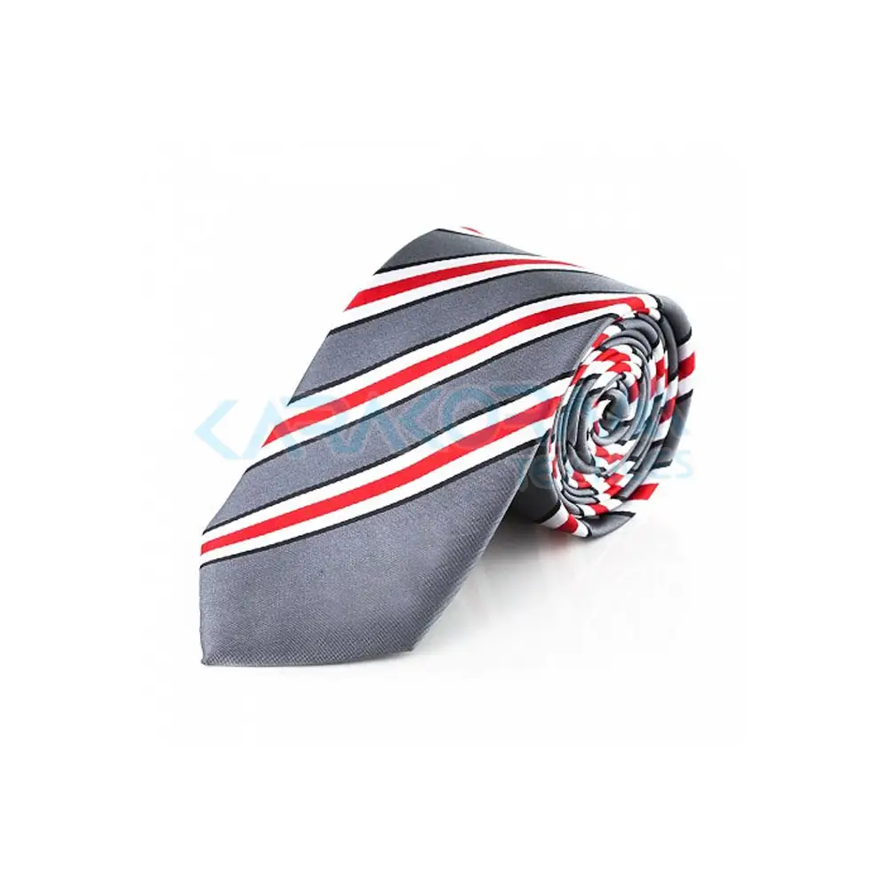 High Quality Custom Striped Logo Design Polyester Corporate Tie For Men