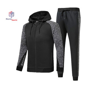 Survêtements de sport d'entraînement en coton avec logo personnalisé unisexe surdimensionnés XL/XXL uni noir respirant survêtements pour hommes femmes hiver - Product Image 6