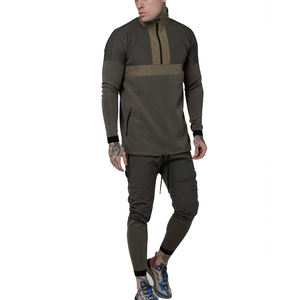 Hot Sale Skinny Solid Anti-Bacterial Custom Logo Sports Gym Wear <b>Velour</b> Tracksuits Men <b>Hoodie</b> Sweatshirt Jogging Suits Blank - Product Image 4