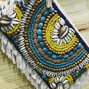 Handmade Vintage Ethnic Indian Beaded Evening Bag Clutch Purse Handmade Vintage Ethnic Indian Beaded Evening Bag Clutch Purse - Product Image 1