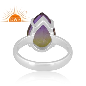 925 Plata de ley fina Natural Bio Doublet Pavo real Cuarzo Piedra preciosa Anillo apilable Fabricante de joyas - Product Image 4