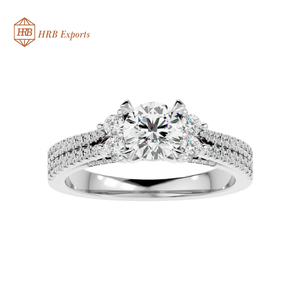Moissanite 6 puntas anillo de compromiso, anillo de oro de plata sólida para las Mujeres 18K blanco ronda brillante corte 1 Ct joyería de regalo personalizado - Product Image 3