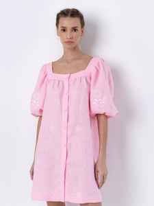 2023 nouveau bohème ukrainien Mini robe femmes doux lin brodé motif Floral taille naturelle écologique décontracté vacances - Product Image 4