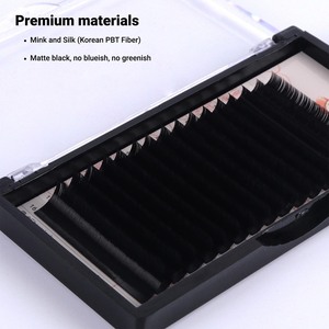 Extension de cils en cachemire 9mm, volume individuel de 5 à 25mm de longueur, fans de cils en fibre synthétique vegan mat, PBT coréen - Product Image 4