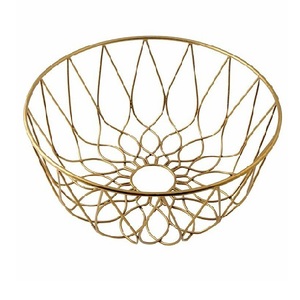 Vintage Modern Looks Brass Plated Wire Antique Metal Decorative <b>Fruit</b> <b>Storage</b> Basket - Product Image 2
