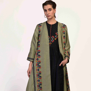 Uzufak — veste vintage femmes, veste élégante pour femmes, broderie en soie, manches longues, devant ouvert, manteau, boho - Product Image 1