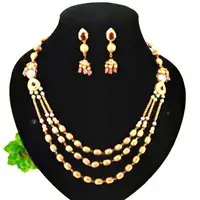 Indian Kundan Polki Beaded Gold Plated Designer Fashion Peacock Wedding Jewelry Necklace