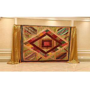 Royal Rajasthani Embroidered Wedding Stage <b>Backdrop</b> New Design for Sangeet Stage Elegant Curtain Decorations - Product Image 1