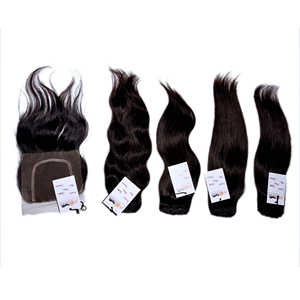 Paquete de ondas rectas de pelo virgen peruano de visón 10A con cierre de encaje, trama de cabello humano sin procesar crudo con Frontal de encaje Hd suizo - Product Image 3