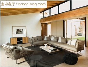 Estilo europeo simple moderna de metal cinturón y sala de jardín o patio balcón <span class=keywords><strong>kettal</strong></span> en forma de L conjunto de sofá - Product Image 3