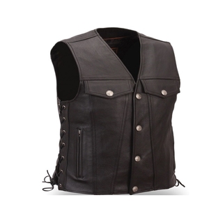 Chaleco Clásico Hecho a Mano para Hombre, Cierre de Cremallera, Cómodo, de Cuero Suave, Transpirable, Ligero, Estilo Occidental de Verano, Corto - Product Image 2