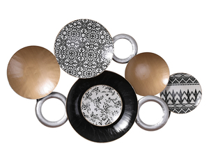 Set of 3 Bright Gold and Silver Color Circles Metal Wall Decor Hanging - Product Image 3