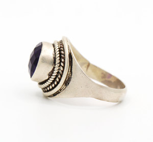Vente en gros de pierres précieuses naturelles d'améthyste de forme ronde en argent sterling massif 925 faites à la main bijoux de bagues de mariage et de fête vintage - Product Image 4