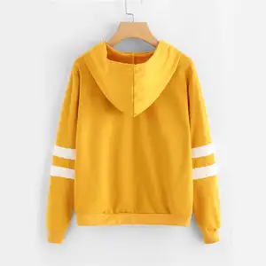 custom pullover contrast striped arm yellow unisex custom made school graphic university promotional hoodie