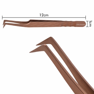 Rose Gold Eyelash L-Type แหนบออกแบบใหม่,Eyelash Extension แหนบฉลากส่วนตัว,ปริมาณและแยกแหนบ - Product Image 5