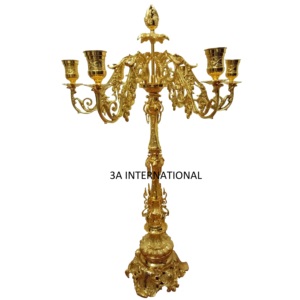 Candelabro de 9 Brazos Chapado en Oro con Campana de Vidrio para Decoración de Mesa de Bodas, Fiestas y Hoteles - Product Image 3