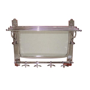 Espejo de pared de latón con toallero y ganchos para baño, espejo ovalado con luz, precio adecuado - Product Image 1