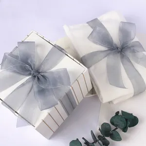 批发可持续1英寸25毫米礼品包装纯色透明聚酯欧木纱丝带
